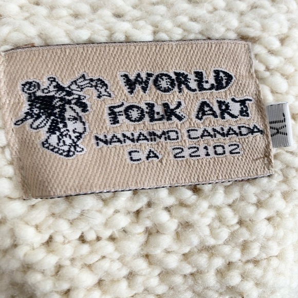 World Folk Art Nanaimo Canada Knit Wool Fringe Jacket  Size XL - Picture 9 of 10